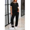 imagePRETTYGARDEN Womens Two Piece Lounge Sets 2026 Spring Summer Jogger Pants Vacation Outfits Travel Airplane Matching ClothesStripes Black