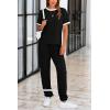 imagePRETTYGARDEN Womens Two Piece Lounge Sets 2026 Spring Summer Jogger Pants Vacation Outfits Travel Airplane Matching ClothesStripes Black
