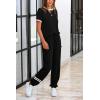 imagePRETTYGARDEN Womens Two Piece Lounge Sets 2026 Spring Summer Jogger Pants Vacation Outfits Travel Airplane Matching ClothesStripes Black