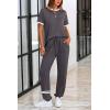 imagePRETTYGARDEN Womens Two Piece Lounge Sets 2026 Spring Summer Jogger Pants Vacation Outfits Travel Airplane Matching ClothesStripes Grey