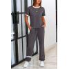imagePRETTYGARDEN Womens Two Piece Lounge Sets 2026 Spring Summer Jogger Pants Vacation Outfits Travel Airplane Matching ClothesStripes Grey