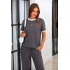 imagePRETTYGARDEN Womens Two Piece Lounge Sets 2026 Spring Summer Jogger Pants Vacation Outfits Travel Airplane Matching ClothesStripes Grey