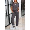imagePRETTYGARDEN Womens Two Piece Lounge Sets 2026 Spring Summer Jogger Pants Vacation Outfits Travel Airplane Matching ClothesStripes Grey