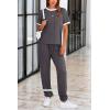 imagePRETTYGARDEN Womens Two Piece Lounge Sets 2026 Spring Summer Jogger Pants Vacation Outfits Travel Airplane Matching ClothesStripes Grey