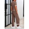 imagePRETTYGARDEN Womens Two Piece Lounge Sets 2026 Spring Summer Jogger Pants Vacation Outfits Travel Airplane Matching ClothesStripes Khaki