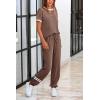 imagePRETTYGARDEN Womens Two Piece Lounge Sets 2026 Spring Summer Jogger Pants Vacation Outfits Travel Airplane Matching ClothesStripes Khaki