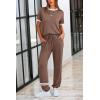 imagePRETTYGARDEN Womens Two Piece Lounge Sets 2026 Spring Summer Jogger Pants Vacation Outfits Travel Airplane Matching ClothesStripes Khaki