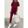 imagePRETTYGARDEN Womens Two Piece Lounge Sets 2026 Spring Summer Jogger Pants Vacation Outfits Travel Airplane Matching ClothesWine Red