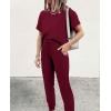 imagePRETTYGARDEN Womens Two Piece Lounge Sets 2026 Spring Summer Jogger Pants Vacation Outfits Travel Airplane Matching ClothesWine Red