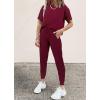 imagePRETTYGARDEN Womens Two Piece Lounge Sets 2026 Spring Summer Jogger Pants Vacation Outfits Travel Airplane Matching ClothesWine Red