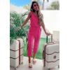 imagePRETTYGARDEN Womens Two Piece Outfit Sets Casual Summer Sleeveless Matching Lounge Wear Spring Travel Clothes TracksuitRose Red