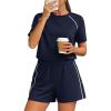 imagePRETTYGARDEN 2 Piece Short Sets for Women Summer Clothes 2026 Spring Matching Athleisure Lounge Set Airport Travel OutfitsNavy Blue