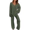imagePRETTYGARDEN Lounge Sets for Women Two Piece Sweaters Pajama Set Fall Fashion 2026 Loungewear Outfits Matching Winter ClothesArmy Green