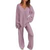 imagePRETTYGARDEN Lounge Sets for Women Two Piece Sweaters Pajama Set Fall Fashion 2026 Loungewear Outfits Matching Winter ClothesBean Paste Purple