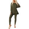 imagePRETTYGARDEN Womens 2 Piece Outfits 2026 Spring Long Sleeve Tunic Tops Legging Pants Fall Matching Lounge Sets SweatsuitsArmy Green
