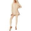 imagePRETTYGARDEN Womens 2 Piece Outfits 2026 Spring Long Sleeve Tunic Tops Legging Pants Fall Matching Lounge Sets SweatsuitsBeige