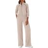 imagePRETTYGARDEN Womens 2 Piece Outfits Sweatsuits 2026 Fall Full Zip Sweatshirts Workout Pants Matching Lounge Sets TracksuitsApricot