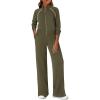 imagePRETTYGARDEN Womens 2 Piece Outfits Sweatsuits 2026 Fall Full Zip Sweatshirts Workout Pants Matching Lounge Sets TracksuitsArmy Green