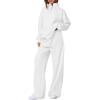 imagePRETTYGARDEN Womens Casual Two Piece Sets Fall 2026 Outfits Quarter Zip Sweatshirts Straight Leg Pants Sweatsuits TracksuitWhite