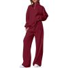 imagePRETTYGARDEN Womens Casual Two Piece Sets Fall 2026 Outfits Quarter Zip Sweatshirts Straight Leg Pants Sweatsuits TracksuitWine Red