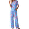 imagePRETTYGARDEN Womens Pajama Sets 2 Piece Lounge PJ Set 2026 Summer Soft Sleepwear Short Sleeve Top Loose Pants Spring OutfitsMulticolor Leopard