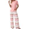 imagePRETTYGARDEN Womens Pajama Sets 2 Piece Lounge PJ Set 2026 Summer Soft Sleepwear Short Sleeve Top Loose Pants Spring OutfitsPink