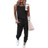 imagePRETTYGARDEN Womens Two Piece Outfit Sets Casual Summer Sleeveless Matching Lounge Wear Spring Travel Clothes TracksuitBlack