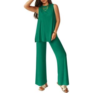 imagePRETTYGARDEN 2 Piece Lounge Sets for Women Summer Airport Travel Outfit 2026 Casual Matching Spring Clothes Track Sweat SuitsGrass Green