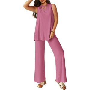 imagePRETTYGARDEN 2 Piece Lounge Sets for Women Summer Airport Travel Outfit 2026 Casual Matching Spring Clothes Track Sweat SuitsPink