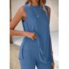 imagePRETTYGARDEN 2 Piece Sets for Women 2026 Summer Matching Lounge Shorts Set Resort Airport Travel Loungewear Outfits ClothingBlue