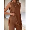 imagePRETTYGARDEN 2 Piece Sets for Women 2026 Summer Matching Lounge Shorts Set Resort Airport Travel Loungewear Outfits ClothingBrown