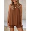 imagePRETTYGARDEN 2 Piece Sets for Women 2026 Summer Matching Lounge Shorts Set Resort Airport Travel Loungewear Outfits ClothingBrown