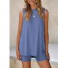 imagePRETTYGARDEN 2 Piece Sets for Women 2026 Summer Matching Lounge Shorts Set Resort Airport Travel Loungewear Outfits ClothingGrey Blue