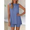 imagePRETTYGARDEN 2 Piece Sets for Women 2026 Summer Matching Lounge Shorts Set Resort Airport Travel Loungewear Outfits ClothingGrey Blue