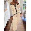 imagePRETTYGARDEN Lounge Sets for Women Fall 2026 Loungewear 2 Piece Outfits Cardigan Sweaters Track Suit Matching Winter ClothingBeige