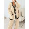 imagePRETTYGARDEN Lounge Sets for Women Fall 2026 Loungewear 2 Piece Outfits Cardigan Sweaters Track Suit Matching Winter ClothingBeige