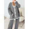 imagePRETTYGARDEN Lounge Sets for Women Fall 2026 Loungewear 2 Piece Outfits Cardigan Sweaters Track Suit Matching Winter ClothingGrey