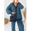 imagePRETTYGARDEN Lounge Sets for Women Fall 2026 Loungewear 2 Piece Outfits Cardigan Sweaters Track Suit Matching Winter ClothingGrey Blue