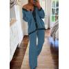 imagePRETTYGARDEN Lounge Sets for Women Fall 2026 Loungewear 2 Piece Outfits Cardigan Sweaters Track Suit Matching Winter ClothingGrey Blue