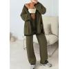 imagePRETTYGARDEN Lounge Sets for Women Fall 2026 Loungewear 2 Piece Outfits Cardigan Sweaters Track Suit Matching Winter ClothingKhaki Green