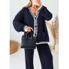 imagePRETTYGARDEN Lounge Sets for Women Fall 2026 Loungewear 2 Piece Outfits Cardigan Sweaters Track Suit Matching Winter ClothingNavy
