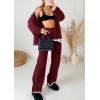 imagePRETTYGARDEN Lounge Sets for Women Fall 2026 Loungewear 2 Piece Outfits Cardigan Sweaters Track Suit Matching Winter ClothingWine Red