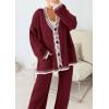 imagePRETTYGARDEN Lounge Sets for Women Fall 2026 Loungewear 2 Piece Outfits Cardigan Sweaters Track Suit Matching Winter ClothingWine Red