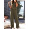 imagePRETTYGARDEN Womens 2026 Summer 2 Piece Matching Lounge Sets Short Sleeve Shirts Tops Wide Leg Pants Travel Airport OutfitsArmy Green
