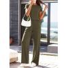 imagePRETTYGARDEN Womens 2026 Summer 2 Piece Matching Lounge Sets Short Sleeve Shirts Tops Wide Leg Pants Travel Airport OutfitsArmy Green