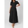 imagePRETTYGARDEN Womens Summer Maxi Dresses 2026 Casual Puff Sleeve V Neck Smocked Flowy Eyelet Cotton Dress Spring SundressBlack