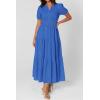 imagePRETTYGARDEN Womens Summer Maxi Dresses 2026 Casual Puff Sleeve V Neck Smocked Flowy Eyelet Cotton Dress Spring SundressBlue