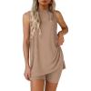 imagePRETTYGARDEN 2 Piece Sets for Women 2026 Summer Matching Lounge Shorts Set Resort Airport Travel Loungewear Outfits ClothingKhaki