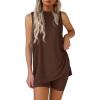 imagePRETTYGARDEN 2 Piece Sets for Women 2026 Summer Matching Lounge Shorts Set Resort Airport Travel Loungewear Outfits ClothingLight Coffee