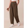 imagePRETTYGARDEN Plaid Barrel Pants Women Summer 2026 Casual Loose Wide Leg Lounge Gingham Trousers Spring Fashion Beach BottomsBlack Khaki Plaid